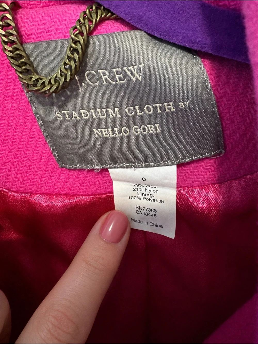 J. Crew Bright Pink Pea Coat Wool - Picture 4 of 7